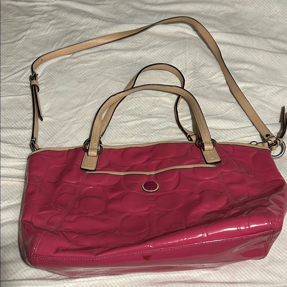 Coach Pink and Tan Crossbody Bag